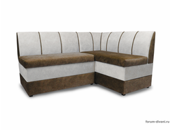 Кухонный Угловой диван "Форум-8" Коричневый/Слоновая кость Правый