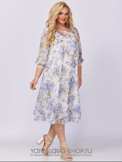 Шифоновое женское платье с цветочным принтом