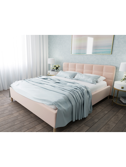 Кровать односпальная, двуспальная, MyCloud Моника с подъемным механизмом, бельевым ящиком, мягкое изголовье, ножки под робот пылесос