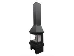 Камин ПРАГА три стекла NEW черный, Экокамин (Россия)