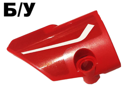 ! Б/У - Technic, Panel Fairing # 1 Small Smooth Short, Side A with White Stripe Pattern Sticker - Set 42107, Red (87080pb058) - Б/У