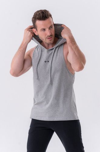 Майка Fitness Tank top with a hoodie 323 Серая