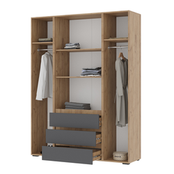 Хелен ШК 05 Шкаф 4-х дверный 1600х2100х465 дуб крафт золотой/графит