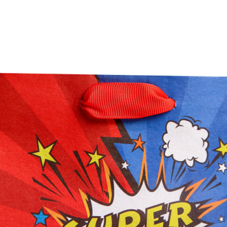 Пакет подарочный крафт 12шт/уп Супер герой, S 12x15x5.5см