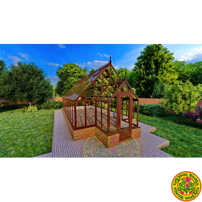 Базовая комплектация теплицы в английском стиле с холлом из стекала и алюминия СКАРЛЕТТ SL 8000 х 4000 мм