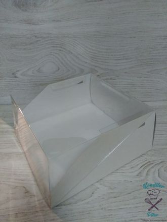 Коробка для тортов с прозрачной крышкой 225*225*100 мм, белая