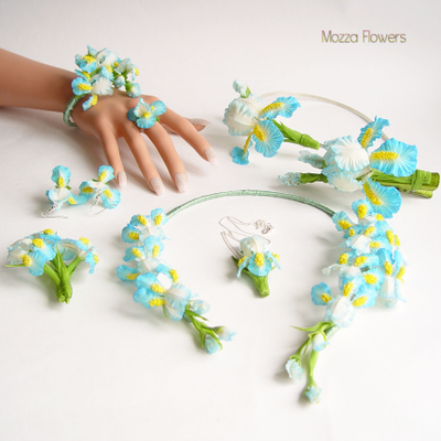 Комплект украшений с голубыми ирисами "Море грез"