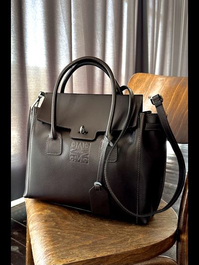 Женская темно-коричневая форматная сумка из натуральной толстой кожи Vera Pelle  022032