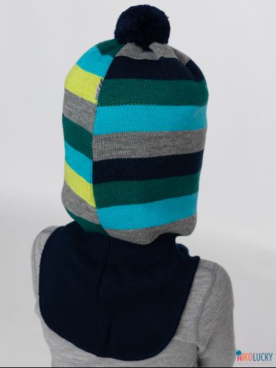 Шапка-шлем  20101-02 темно-синий,бирюзовый,изумрудный р. 54-56