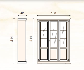 БИБЛИОТЕКА 3-Х ДВЕРНАЯ PALAZZO DUCALE 71CI03LB