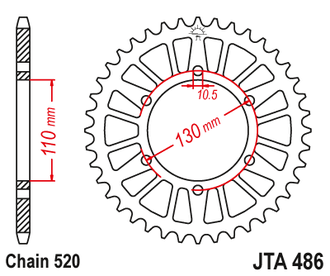 Звезда ведомая алюминиевая JT JTA486.46 (JTA486-46) (A486-46) для Kawasaki Road // Yamaha Road