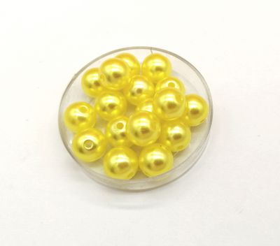 Бусины пластиковые под жемчуг 10 мм, цвет желтый