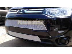 Защита радиатора Mitsubishi Outlander III 2012-2015 chrome верх PREMIUM
