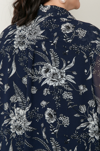 Блуза Труакар из шифона ПЛ 5900 тёмно-синий- флёр