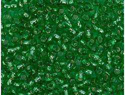 БИСЕР PRECIOSA 10/0 - 50г - 57100 ПРОЗРАЧНЫЙ С СЕРЕБРЯНОЙ ЛИНИЕЙ ВНУТРИ ЗЕЛЁНЫЙ (ОГОНЁК)