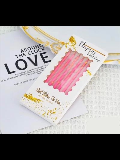 Свечи для торта 11 см (розовые с золотыми пятнами), 6 шт./уп.