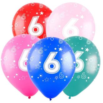 Воздушные шары с гелием "С днем рождения! цифра 6" 30см