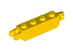 Hinge Brick 1 x 4 Locking with 1 Finger Vertical End and 2 Fingers Vertical End, 7 Teeth, Yellow (54661 / 6267090)