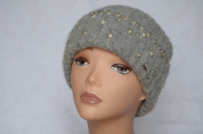 вязаная шапка с отворотом из альпака Визио фото