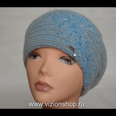 Голубой берет вязаный для женщин Италия Vizio 6241