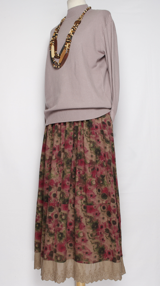 ЮБКА Бохо "Вареный хлопок кружево" красная до р.52