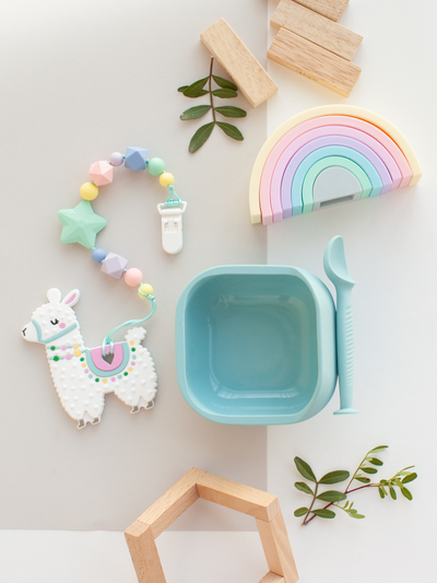 Пирамидка - прорезыватель из пищевого силикона Радуга пастельная