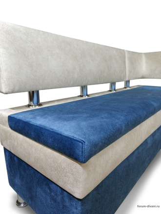 Кухонный угловой диван "Форум-4", Синий/Слоновая кость Правый