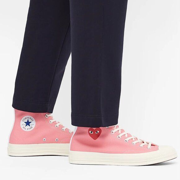 кеды высокие Converse Play Comme Des Garcons розовые