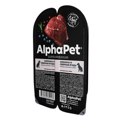 AlphaPet (АльфаПет) Superpremium влажный корм для взрослых собак оленина и северные ягоды в соусе, 100 г