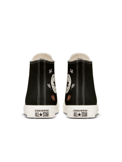 Кеды Converse Chuck Taylor All Star черные высокие с вышивкой