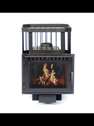 Печь банная чугунная"Сибирь-20". Панорамная дверца (сетка)