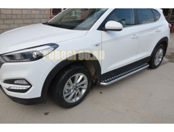 Пороги с накладным листом d53 для Hyundai Tucson (2018-2021)