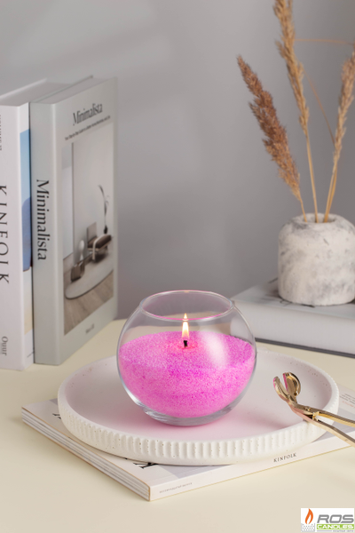 Насыпная свеча "Шар" 12*10 см, цвет "Розовый", с отдушкой "Ванильная карамель"