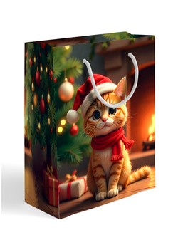 Пакет подарочный "Котик", размер 22х20х14 см