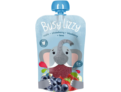 Детское пюре из яблок, клубники и черники, 100г (Busy Lizzy)
