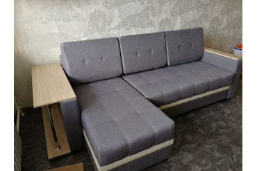 Атланта 4 со столиком (Столик дуб беленый. Кожзам Антей серый)