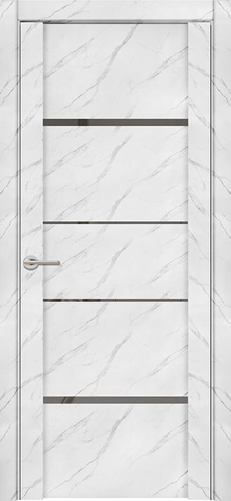 Межкомнатная дверь "UniLine Mramor 30039/1" Marable Soft Touch монте белый (стекло ПДЗ Grey)