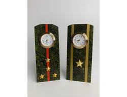 Часы-погон из камня змеевик, разные звания