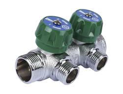 Коллектор регулирующий STOUT 3/4", 2 отвода 1/2" плоское уплотнение (Арт. SMB-6849-341202)