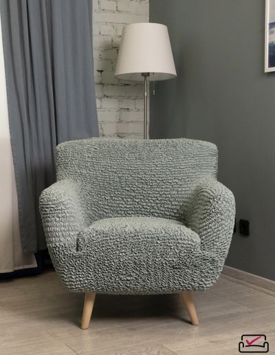 Чехол на кресло Микрофибра Мята. Защита мягкой мебели от животных.