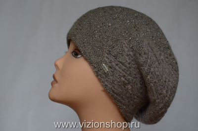 Орехово - розовый женский вязаный берет Vizio Италия 6509