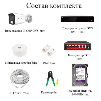 Комплект IP-камер 8 Мегапикселей с записью звука «GVS DS-V3 IP 4K Full»