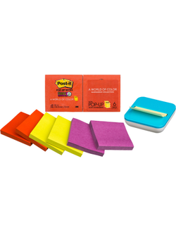 Блок-кубик Post-it Super Sticky Z-блок R330-6SSAN, 76х76, неон радуга, 6 блоков по 90 листов