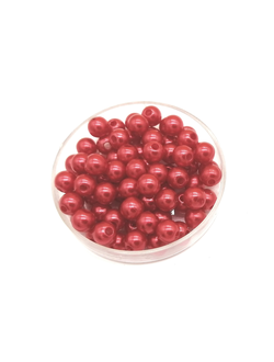 Бусины пластиковые под жемчуг 6 мм, цвет красный