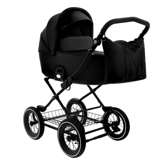 Коляска 2в1 Roan Bass Next Classic d12 Кожа Black (руч.Черный)