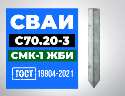 Сваи С70.20-3 ГОСТ 19804-2021
