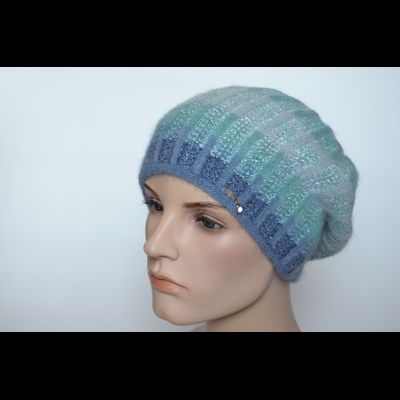 Голубой женский берет из мохера и альпака Vizio Италия 6916 B