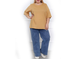 Женская удлиненная футболка  БОЛЬШОГО РАЗМЕРА Арт. 13472-9740 (цвет бежевый) Размеры 66-80