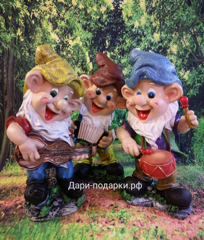 Гном с гармошкой 43*21см   1,8кг   полистоун Россия 2388//091036-4