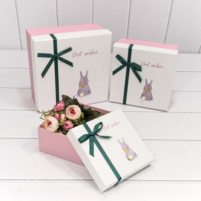 Коробка подарочная с бантом и хвостиком (микс), 14*14*7см